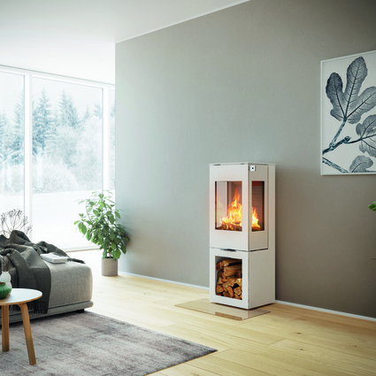 NEXO 120 en blanc avec compartiment à bois