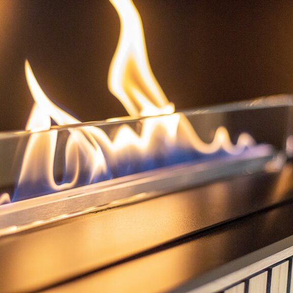 Brûleur bioéthanol Panel Wall face haute flamme et vitre