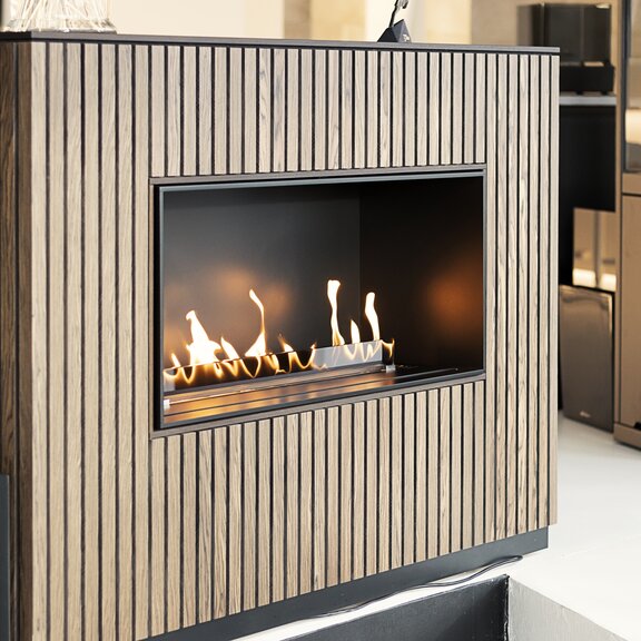 Brûleur bioéthanol Panel Wall Face profonde Habillage bois